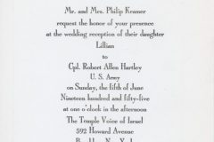 1955 New York Weddinig Invitation Mom Dad
