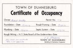 1976 New York Route30 Property Occupancy Permit