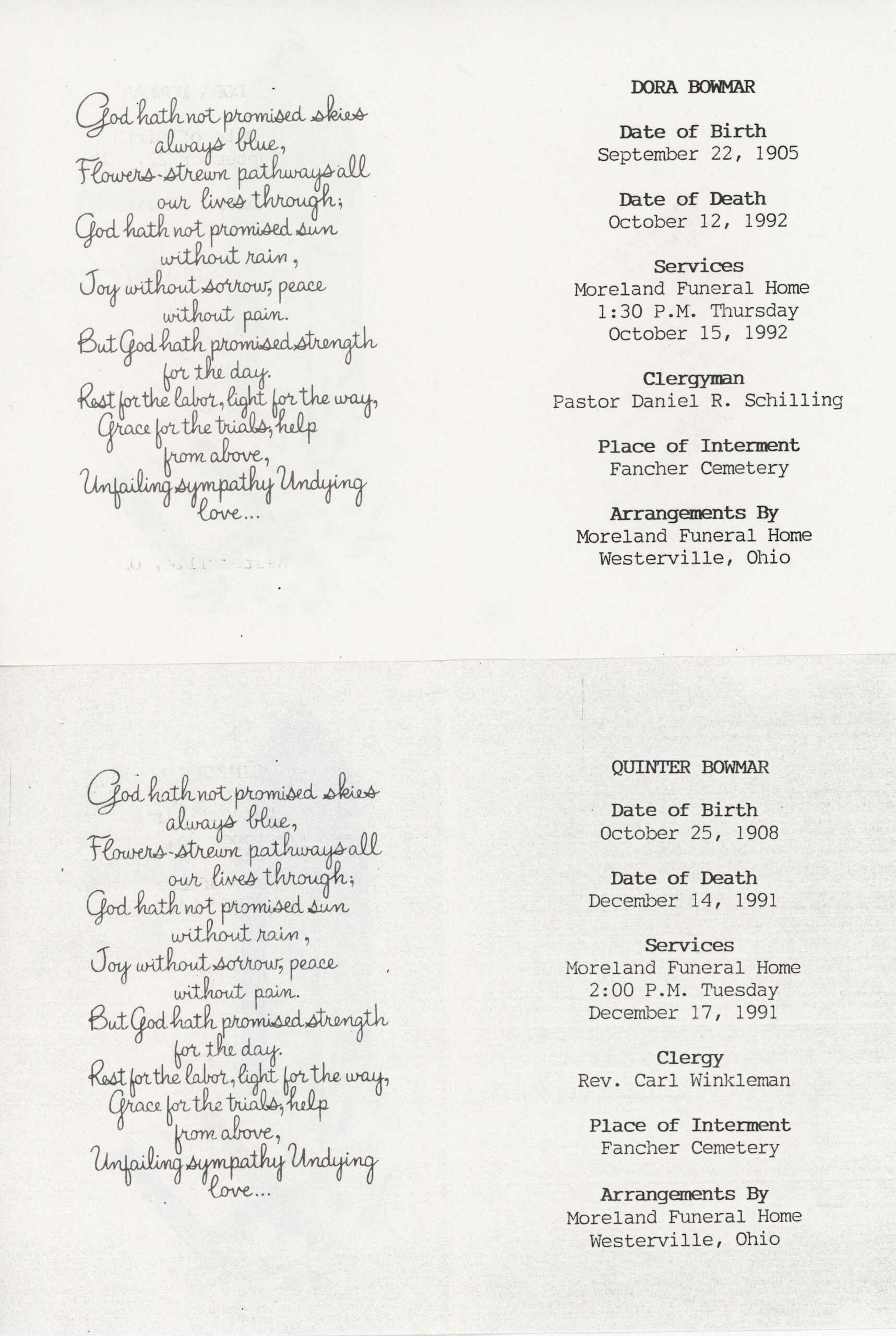 1991_1992_Dora.And.Qunter.Bowmar.Burials.Great.Aunt.Dora