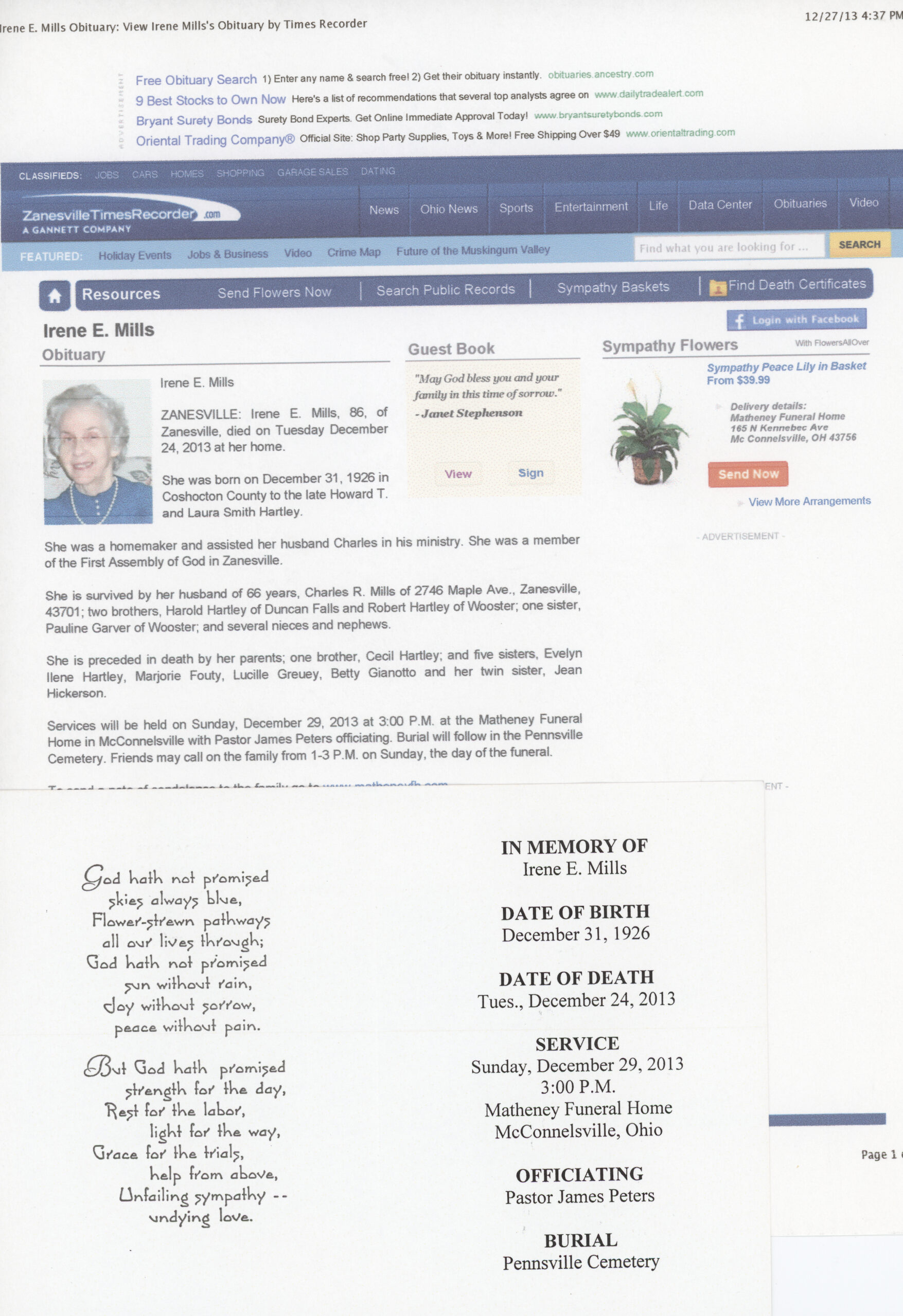 2013_12_Irene.Mills.Obituary.Burial.Aunt.Irene-Hartley